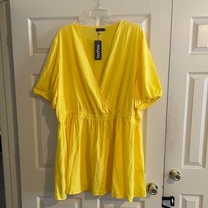 Puff Sleeve Wrap Smock Dress